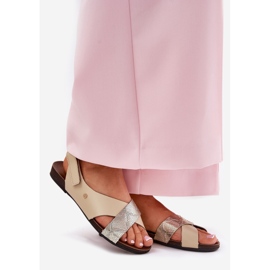 Kožené sandály pro suchý zip zazoo 40141 béžové-gold béžový 1