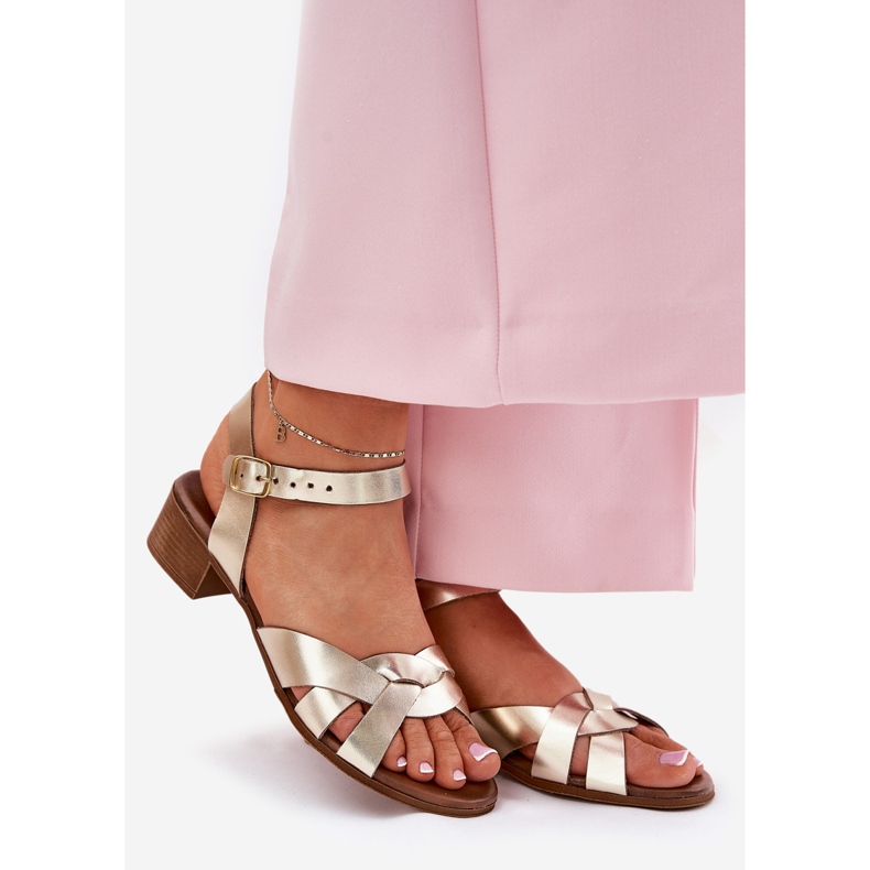 Kožené sandály s jemnou patou zazoo 40372 zlato zlatý 1