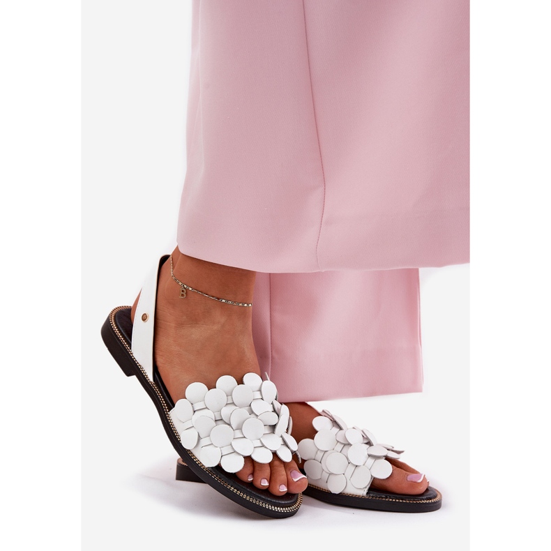 Kožené sandály s plochými podpatky zazoo 40425 bílá bílý 1 Kožené sandály s plochými podpatky zazoo 40425 bílá bílý 1