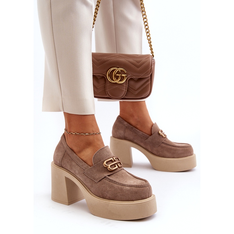 Zazoo 20170 semišové boty na hustém post beige béžový 4