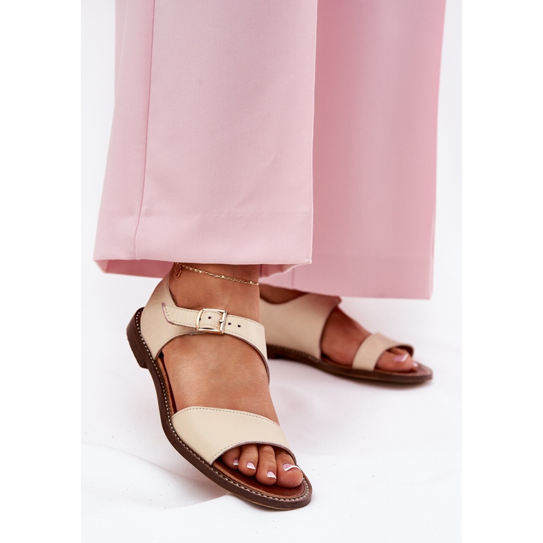 Zazoo 3014 Beige Leather Dámské kožené sandály béžový 2