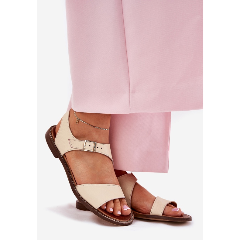 Zazoo 3014 Beige Leather Dámské kožené sandály béžový 1 Zazoo 3014 Beige Leather Dámské kožené sandály béžový 1