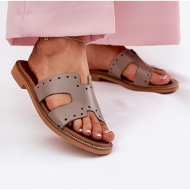 Zazoo 40326 Dámské pantofle s dekorativními výřezy temné požehnání béžový 2