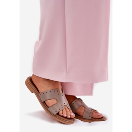 Zazoo 40326 Dámské pantofle s dekorativními výřezy temné požehnání béžový 1