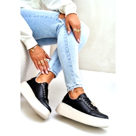 Vinceza Kožené tenisky na plošině s růžovým Vincez 89101 černou černá 5