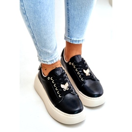 Vinceza Kožené tenisky na plošině s růžovým Vincez 89101 černou černá 3