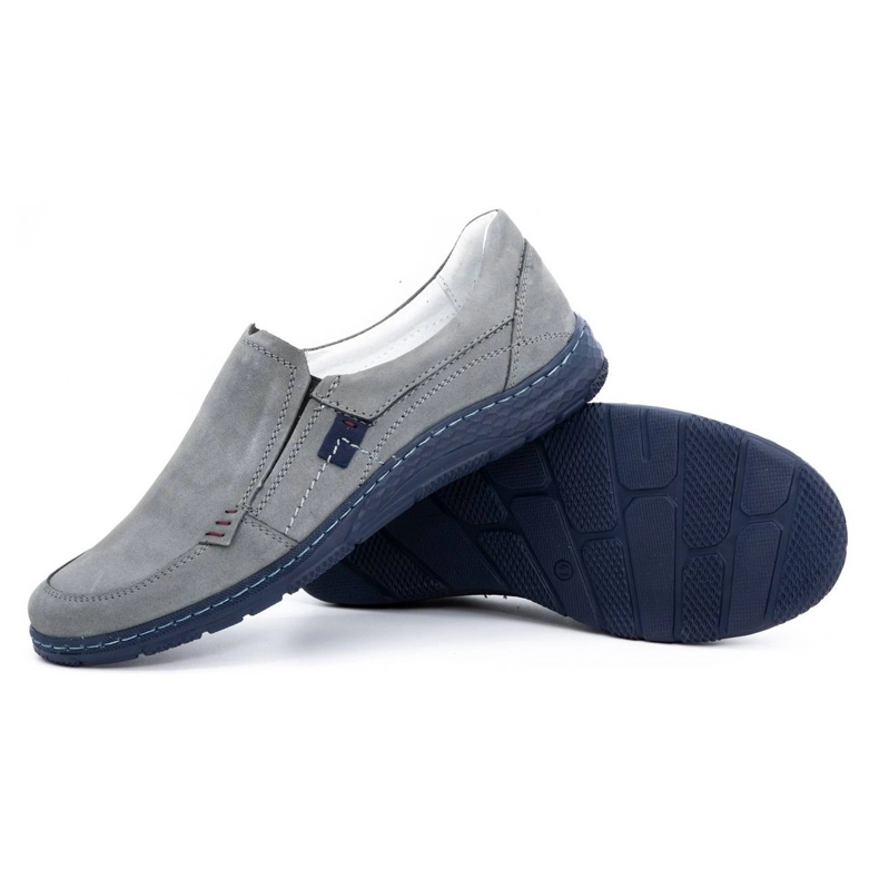 Olivier Šedé Pánské kožené mokasíny 943MA šedá 3