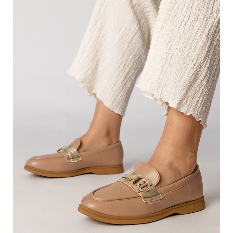 Krémové ekologické mokasíny se zirkony krémová 1