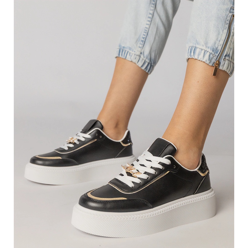 Černé tenisky zdobené třpytky a zirkony černá 1