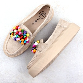 Kožené mokasíny na platformě s béžovou béžovou Filippo DP6765 4