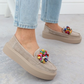 Kožené mokasíny na platformě s béžovou béžovou Filippo DP6765 5