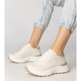 Béžové sportovní tenisky se zlatým vložením béžový 1