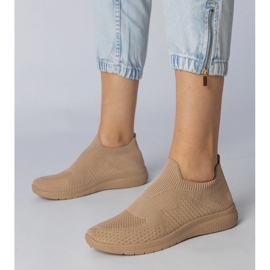 Béžové sportovní tenisky s ponožkovým svrškem béžový 1