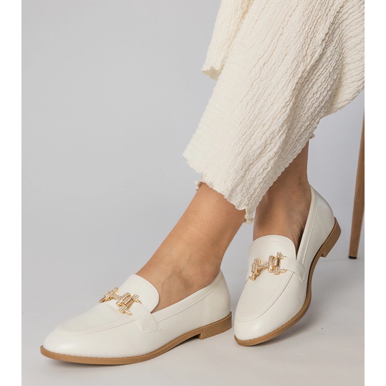 Bílé mokasíny zdobené zirkony bílý 1