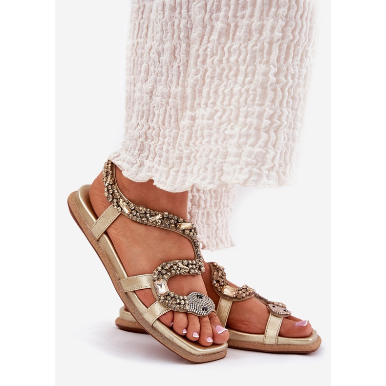 ARTIKER Dámské sandály s dekorací Eco Leather Hose Artker 56C1362 Gold zlatý 1 ARTIKER Dámské sandály s dekorací Eco Leather Hose Artker 56C1362 Gold zlatý 1