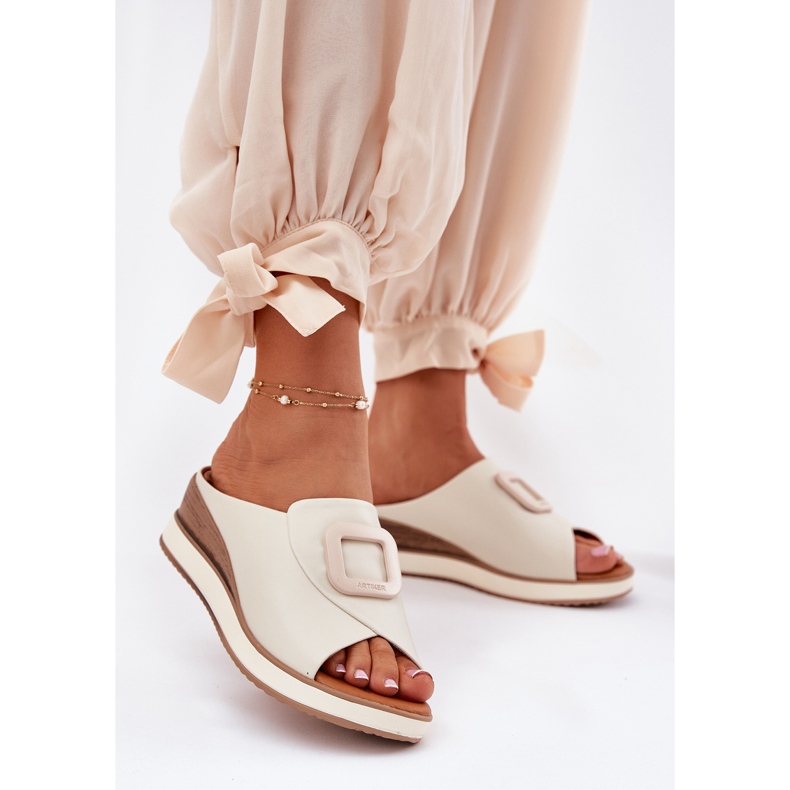Dámské kožené žabky Artiker 56C2145 Light Beige béžový 2
