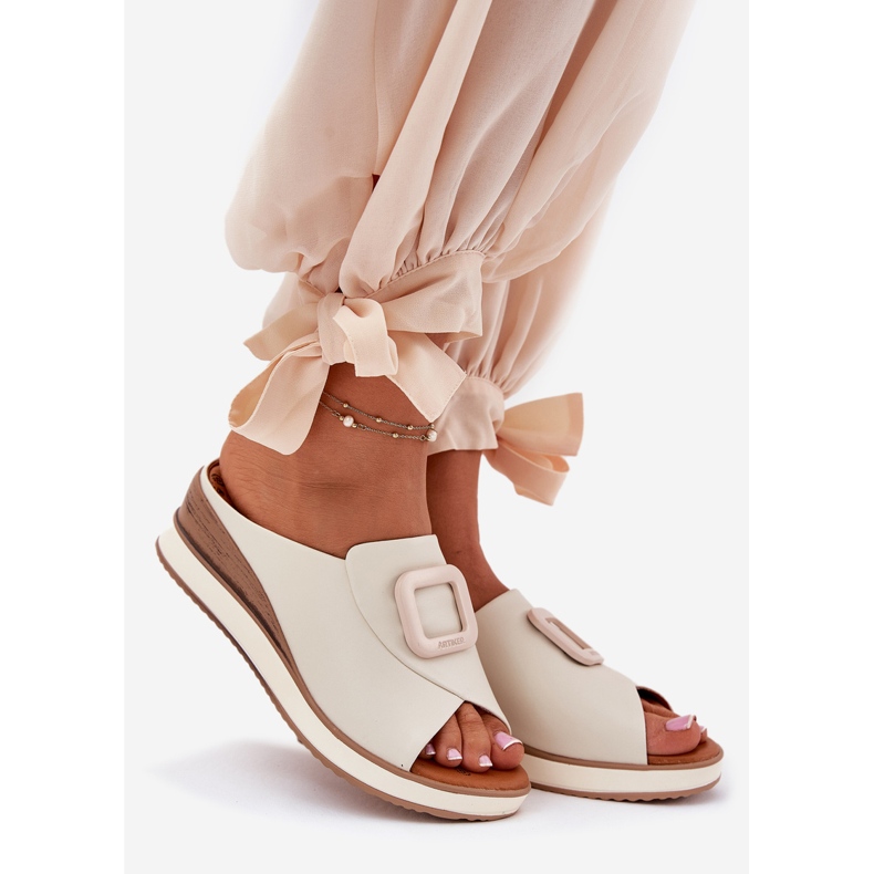 Dámské kožené žabky Artiker 56C2145 Light Beige béžový 1