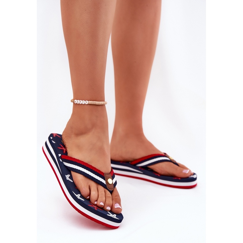 Dámské flip -flops na klínech Big Star RR274A127 Navy Blue modrý 2 Dámské flip -flops na klínech Big Star RR274A127 Navy Blue modrý 2
