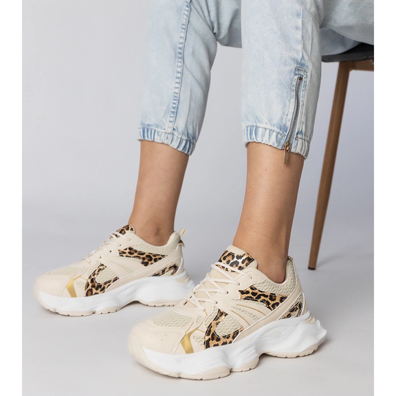 Panther sportovní tenisky na masivní podrážce béžový 1