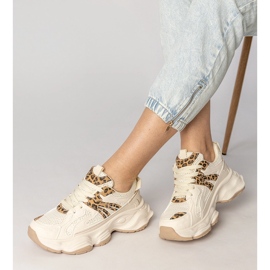Beige tenisky dámské sporty s vložkou leoparda béžový 2