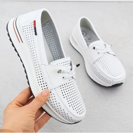 Evento Dámské kožené boty Openwork White Event 8443 bílý 2