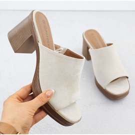 Dámské semišové žabky na post Beige Potocki 54309 béžový 1 Dámské semišové žabky na post Beige Potocki 54309 béžový 1