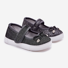 Dětské baleríny s černým lukem černá 1