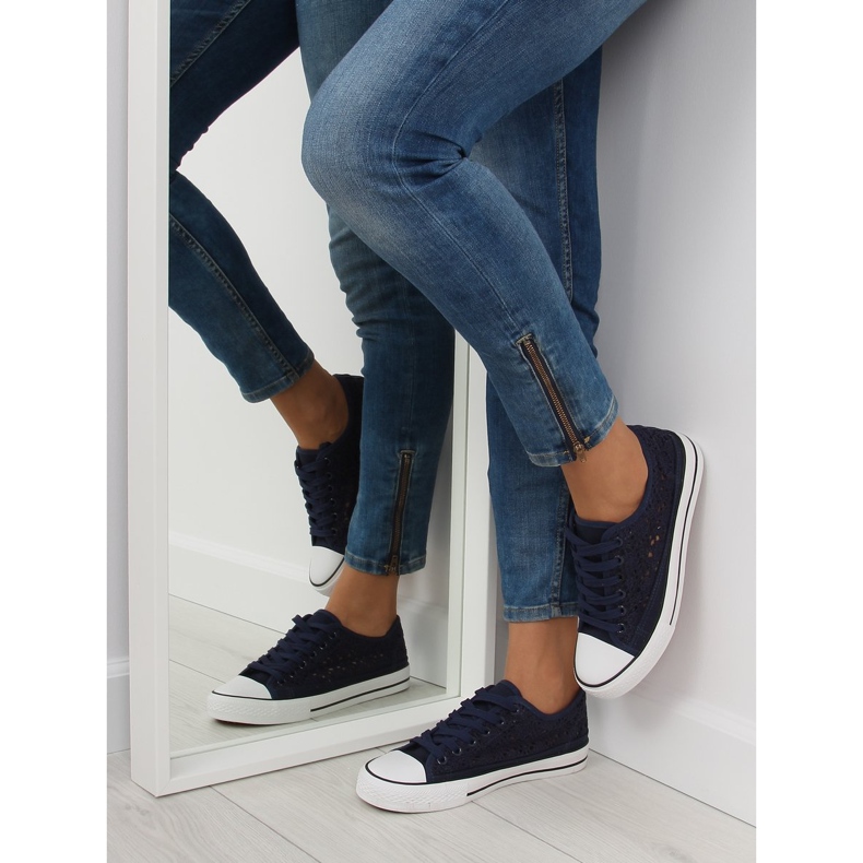 Dámské tmavě modré krajkové tenisky NB89P Blue námořnická modrá 2