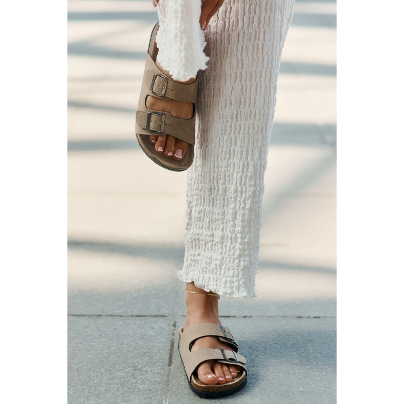 Evento Dámské žabky se svorkami na korkové platformě Beige béžový 2