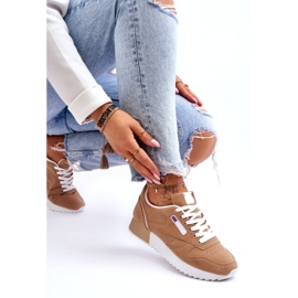 Eko-pokožka sportovní boty šněrovací na platformě Beige béžový 3