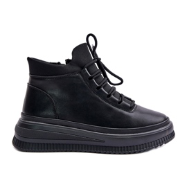 Lehká kožená sportovní obuv na platformě Artiker 55C1041 černá 4