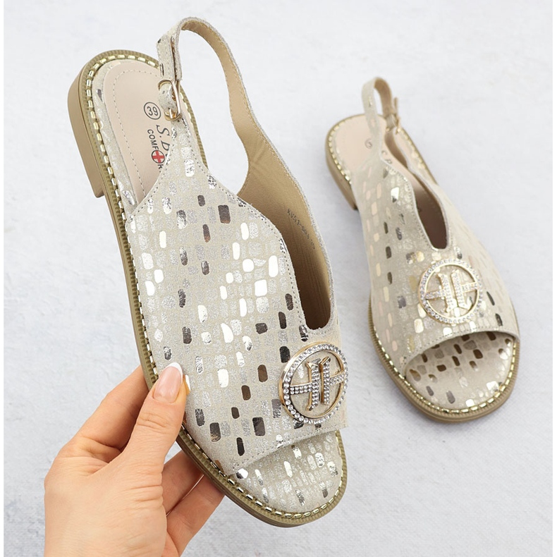 S.Barski Dámské kožené sandály Złote S. Barski KV51-094 zlatý 1