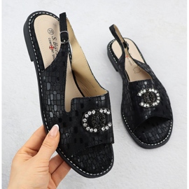 Dámské kožené sandály Black S.barski KV51-096 černý 1