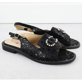 Dámské kožené sandály Black S.barski KV51-096 černá 2