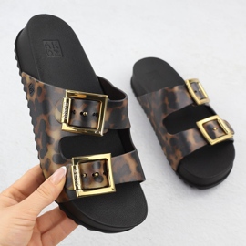Dámské žabky s bazény plážové spony s leopardským tiskem hnědý zaxy RR285059 1