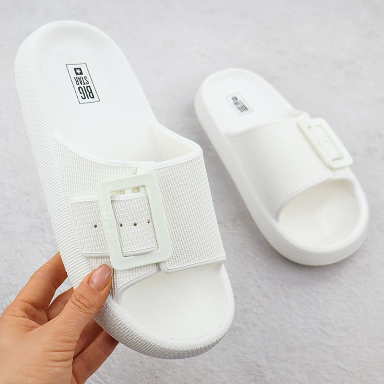 Big Star Dámské sportovní žabky na tlusté bílé podeševské velké hvězdě RR274A584 bílý 1