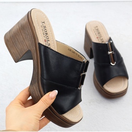 Dámské kožené žabky na černé T.Sokolski L25-13 Post černá 1