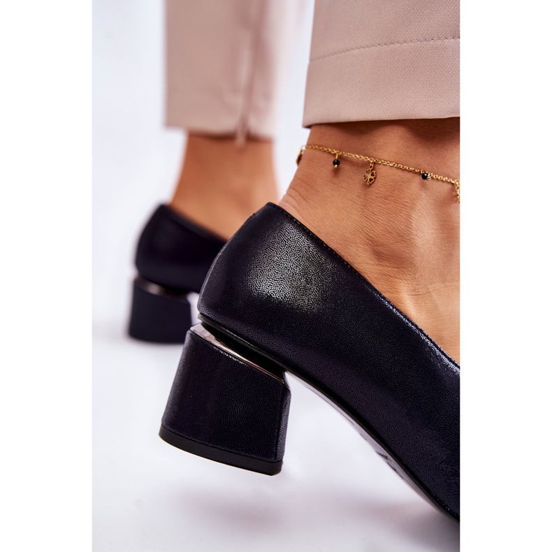 Kožená čerpadla s ozdobou Laura Messi 2487 Navy Blue modrý 4 Kožená čerpadla s ozdobou Laura Messi 2487 Navy Blue modrý 4