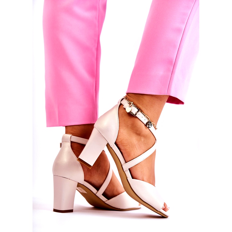 Sergio Leone Sandály na post beige perla béžový 4