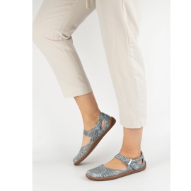 Olivier Dámské boty naboso vyrobené z přírodní kůže s tiskem 1284 modrá modrý 2 Olivier Dámské boty naboso vyrobené z přírodní kůže s tiskem 1284 modrá modrý 2