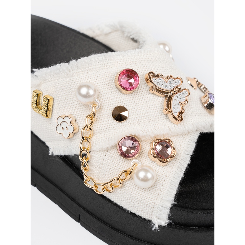 Seastar Bílé žabky na černé plošině s kolíky bílý 1 Seastar Bílé žabky na černé plošině s kolíky bílý 1