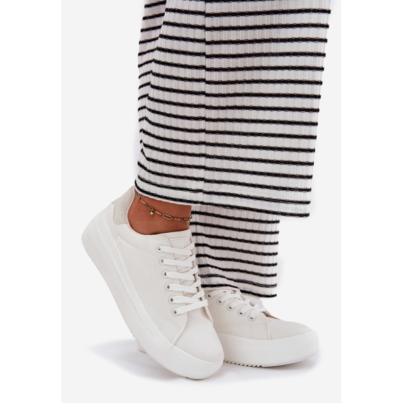 Big Star Dámské materiálové tenisky na velké hvězdě RR274463 Bílá platforma bílý 1