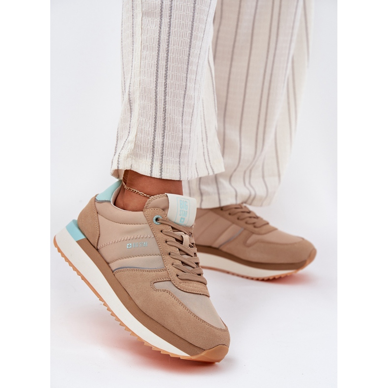 Dámské semišové tenisky Big Star RR274A048 Hi-poly tmavý tmavý systém béžový 1