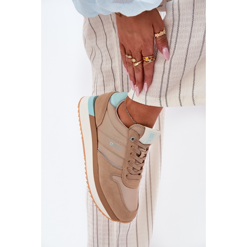 Dámské semišové tenisky Big Star RR274A048 Hi-poly tmavý tmavý systém béžový 2