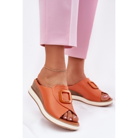 Dámské kožené žabky Artiker 56C2149 Orange oranžový 2 Dámské kožené žabky Artiker 56C2149 Orange oranžový 2