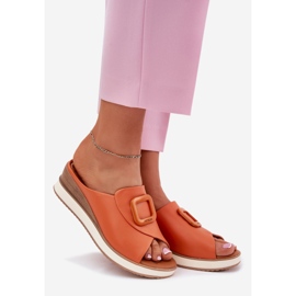 Dámské kožené žabky Artiker 56C2149 Orange pomerančový 1