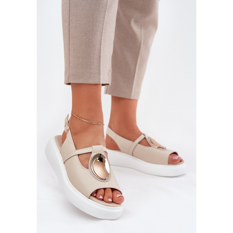 Kožené elegantní dámské sandály S.Barski Gr51-603 Beige béžový 2