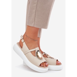 Kožené elegantní dámské sandály S.Barski Gr51-603 Beige béžový 1