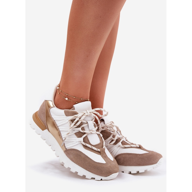 Dámská kožená boty Artikerovi 56C1738 Béžová-gold béžový 1