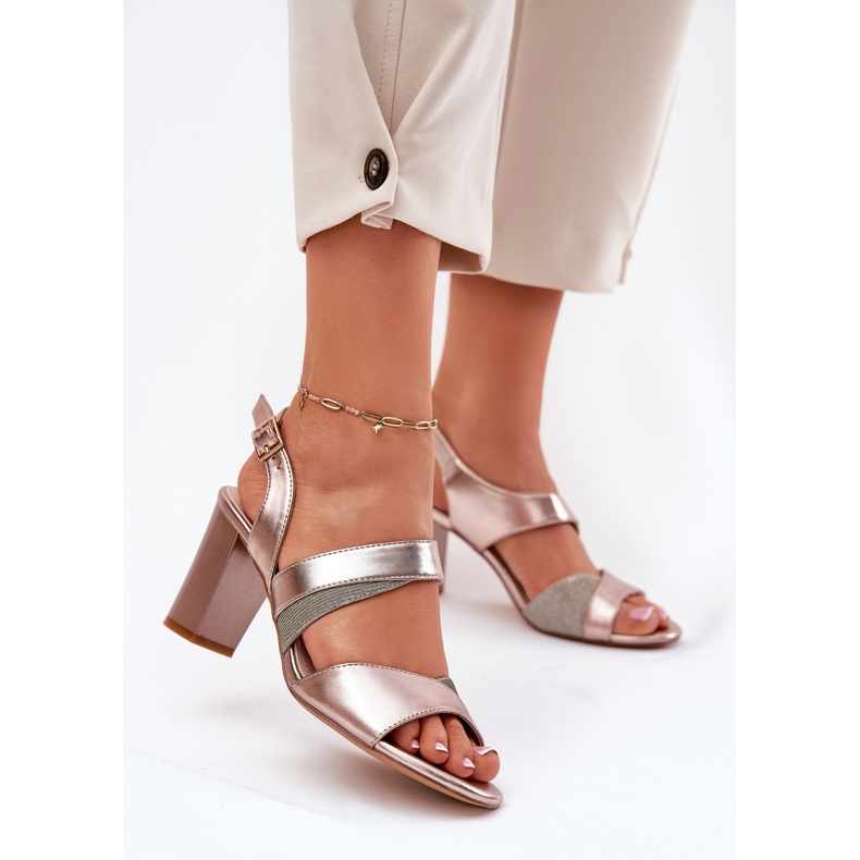 Dámské sandály na růžovém sloupu Sergio Leone SK866 zlatý 2